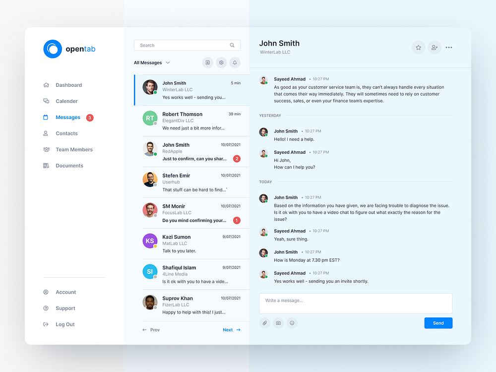 Messenger Dashboard by Sayeed Ahmad on Dribbble