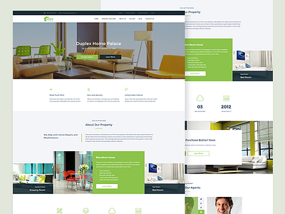 Green Home - Real Estate Wesite agency business home landing page marketing minimal real estate residence single property ui ux website