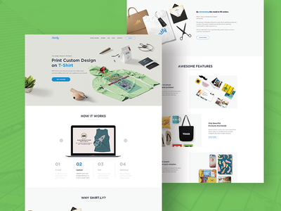 Shirt.ly - Landing Page Redesign concept design hero section how it works landing page marketplace redesign testimonial ui ux web design website