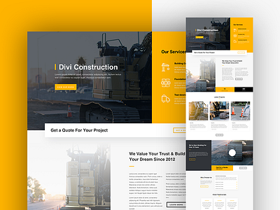 Construction Company Landing Page Design architecture building business company construction contractor corporate engineering industry landing page web design