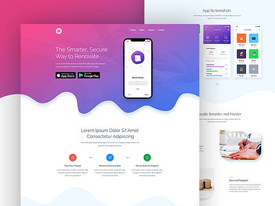 App Landing Page Design android app app landing template design homepage design ios landing page saas landing page service ui ux website