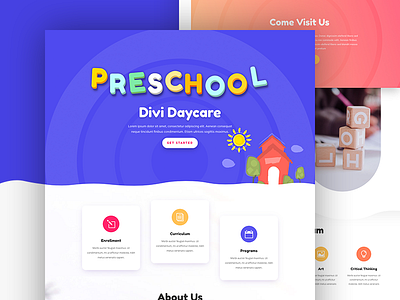 Day Care Landing Page For Divi day care divi education elegant elementary kids landing page pre school school theme web design website