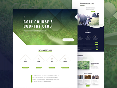 Golf Course Landing Page Design for Divi course design divi games golf golf club homepage landing page sports trainer training ui web design website