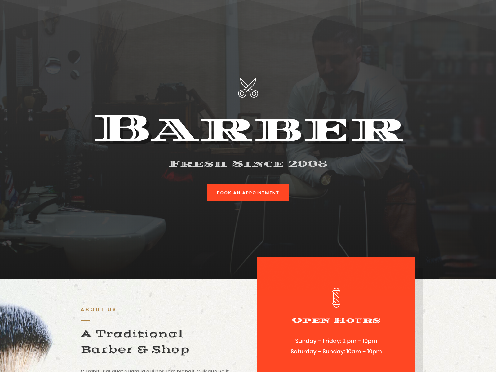 Barber Shop Landing Page Design for Divi by Sayeed Ahmad for Elegant