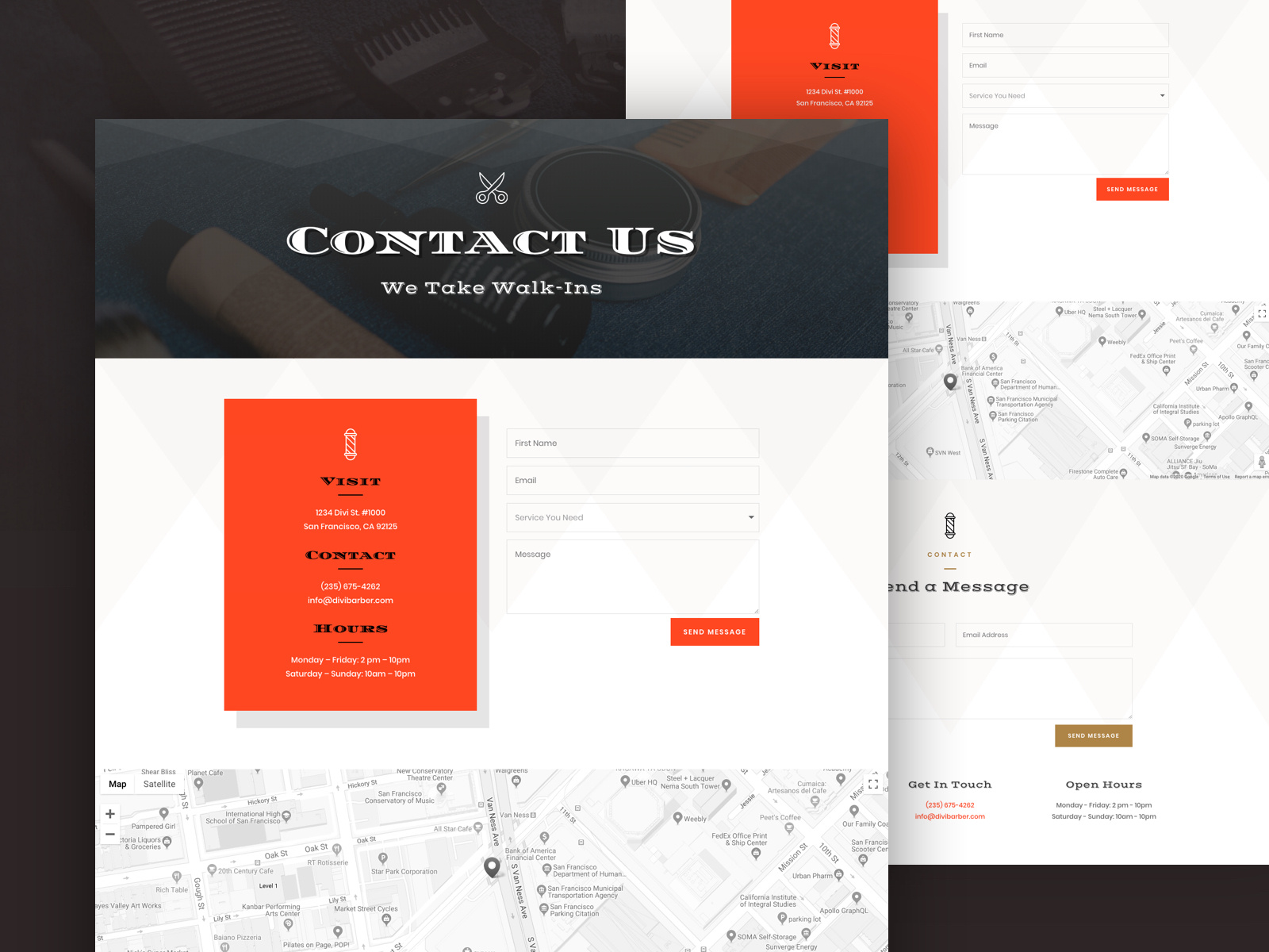 Barber Shop Contact Page Design for Divi by Sayeed Ahmad for Elegant Themes on Dribbble