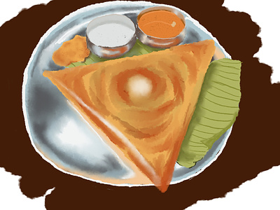 Dosa adobe photoshop digital illustration digital painting food illustration kerala food malayali breakfast
