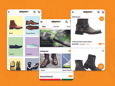 Amazon Footwear Redesign amazon footwear app material design