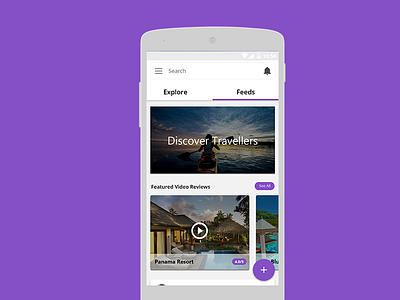 HolidayApp (Screen2) android lollipop discover india feeds holiday app hotel booking material design reviews sight seeing tourism travel travellers