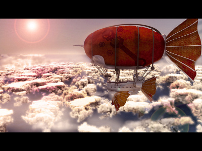 Flying Ship - Sun 3d behance fantasy fluids maya model photoshop sculpting ship vehicle