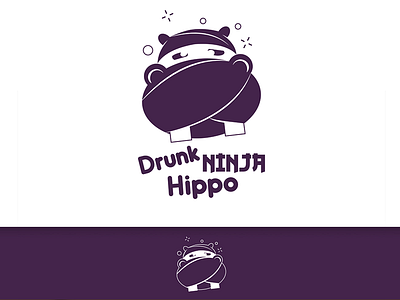 Drunk Ninja Hippo logo drunk graphicdesing hippo logo ninja