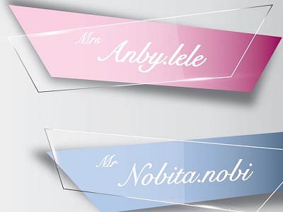 Glass Tags blue clean couples glass material light name card pink tag