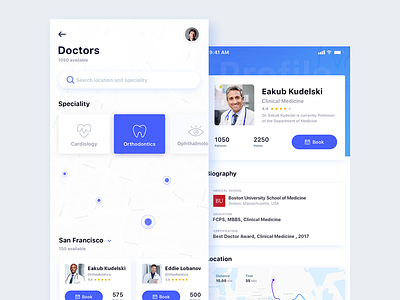 Healthcare App doctor emergency experience health interface iphonex medical profile search user