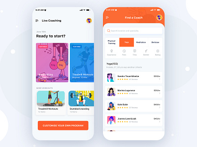 Fitness App app design app ui coach dietcian fitness gym healthcare meditation minimal trainer ux workouts yoga