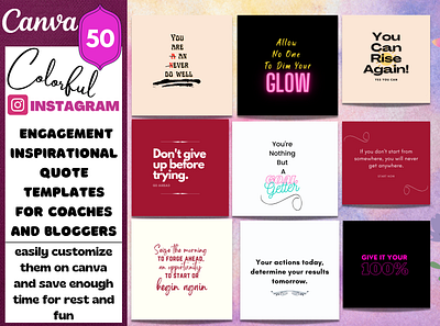 50 COLORFUL INSTAGRAM ENGAGEMENT QUOTES TEMPLATES-Colorful PackB social media engagement