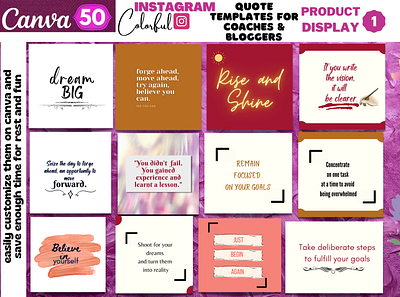 50 Colorful Instagram Inspirational Quote Template Display 1 social media engagement