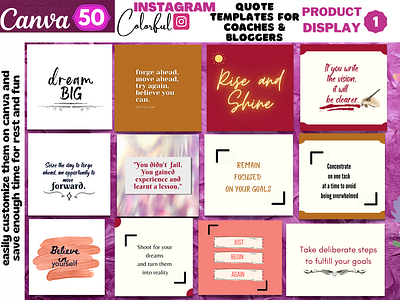 50 Colorful Instagram Inspirational Quote Template Display 1