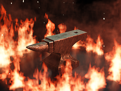Fire Anvil 3d anvil blender embers fire flames grunge modeling ring smoke texture