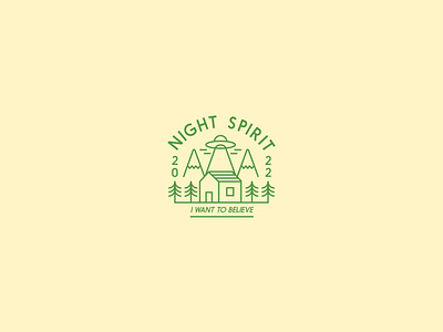 Night spirit believe branding cabin design graphic design home house icon illustration lines night ovni patagonia trees tshirt design vector woods