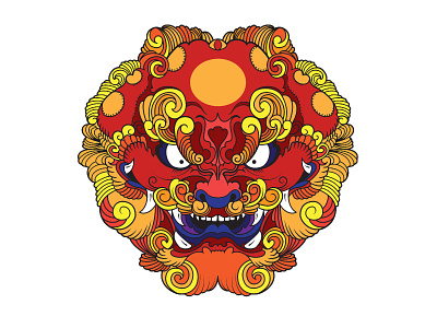 Komainu foo dog illustration japan komainu lion dog tattoo