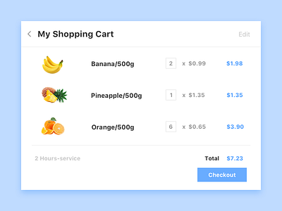 My Shopping Cart app flat shopping cart ui ux