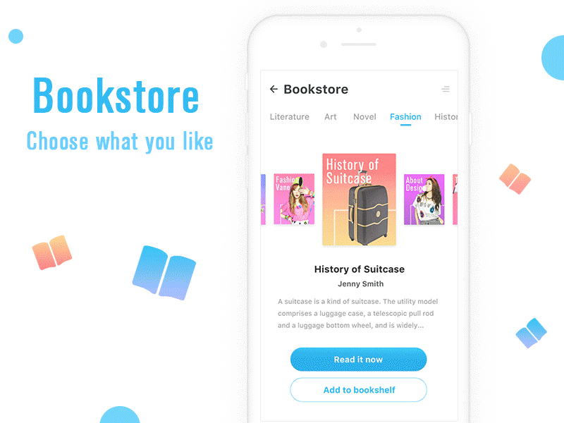 Bookstore online app book bookstore flat online ui ux