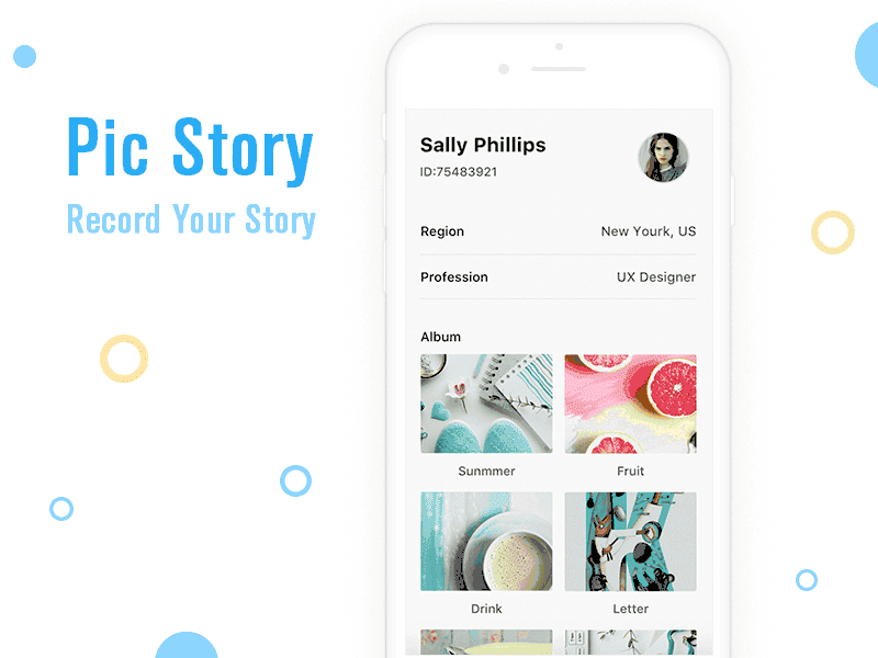 Pic Story app flat story ui ux