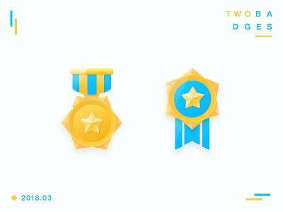 Two Badges badge colorful icon medal