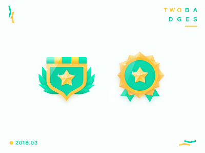 Two Badges 02 badge colorful icon medal
