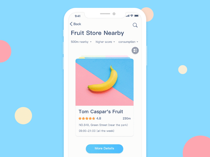 Find Fruit Store app colorful dynamic effect flat fruit store ui ux
