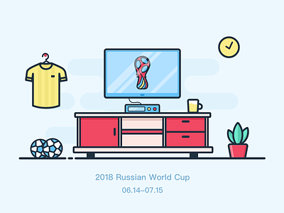 World Cup is Hot flat football home illustrations outline tv ui world cup