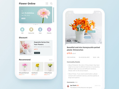 FlowerOnline app flat flower interface online trading ui ux