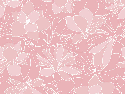 Magnolia seamless pattern pink art background decorative delicate design floral graphic design illustration magnolia pattern pink print seamless pattern surfase design textile design vector wallpaper