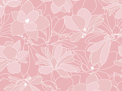 Magnolia seamless pattern pink