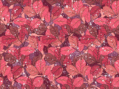 Dusty pink purple foliage with drops seamless pattern autumn autumn pattern background decorative design foliage graphic design illustration leaves pink plant pattern purple rain seamless pattern snow surface design textile design winter winter pattern yulia chepurova