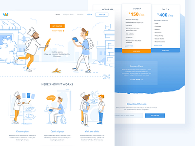 WeHealth blue cadabra clean header health illustration landing page light medical minimal product ui web