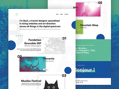 2017 Portfolio landing page art direction blue branding cards dual tone french green off canvas portfolio webdesign