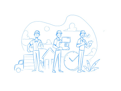 Delivery guy sketch branding cartoon deliver delivery design illustraion illustration kids landing page logo mascot ui