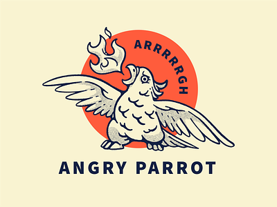 Angry Parrot angry animal bird brand branding cartoon cute fire food ink kids logo mad mascot old parrot sale sketch vintage wood