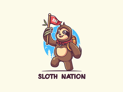 Sloth Nation animal cartoon funky funny graphicdesigner happy happyness illustration kids logo mascot sloth