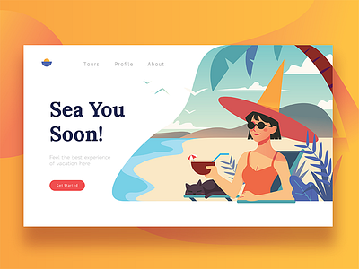 Vacation Page beach chill coconut holiday holiday party illustration landscape page sea sumer ui ux vacations website