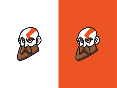 Kratos angry animation beard beardman buff cartoon character disney esport face game icon kids kratos logo mascot orange sport stiker storm