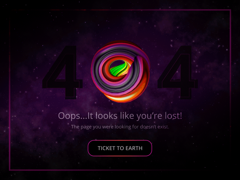 404 Space Page 3d 404 animation dark error gif planet space stars ui universe web