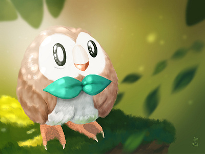 Hedwig the Rowlet digital painting fan art ipad pro pokemon pokemon20 procreate