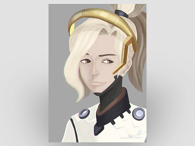 Face of Mercy digital art fan art gaming healer mercy overwatch portrait