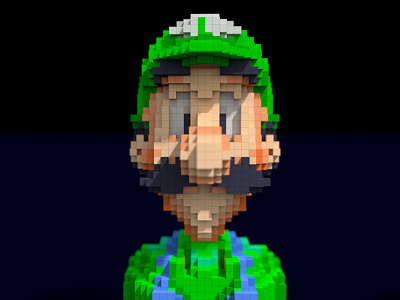 Year of the Luigi gaming luigi magicavoxel mario mario bros. nintendo super mario voxel