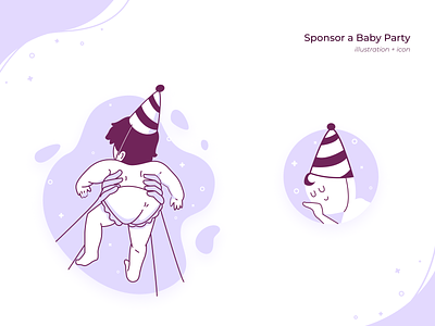 Sponsor a Baby Party Illustration + Icon art artist artph baby baby party glory glory reborn graphic art graphic artist illustration illustration art illustrator party party hat reborn sleep sleeping baby