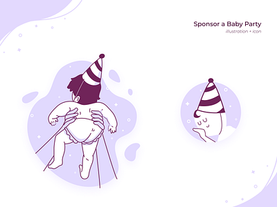 Sponsor a Baby Party Illustration + Icon art artist artph baby baby party glory glory reborn graphic art graphic artist illustration illustration art illustrator party party hat reborn sleep sleeping baby