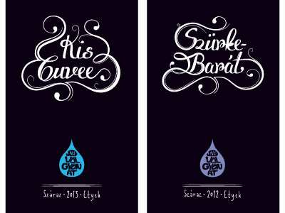 Wine labels for SzépvölgyönÁT winery calligraphy wine label