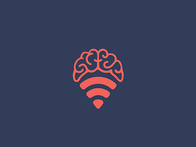 Wifier brain branding flat icon identity logo logotype mark monogram pin symbol wifi