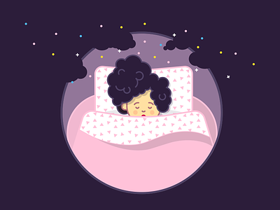 Sleeping Beauty character circle curly design dream flat girl hair icon illustration night pink
